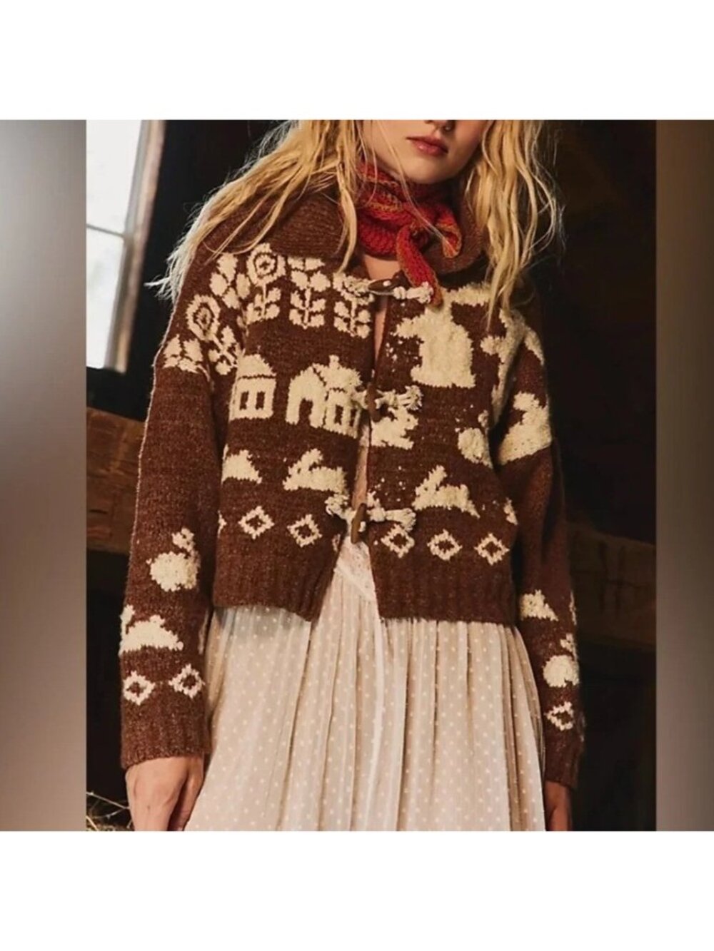 Free People Home Sweet Home Cardigan Cottagecore Vintage Boho Chic Twee Women M